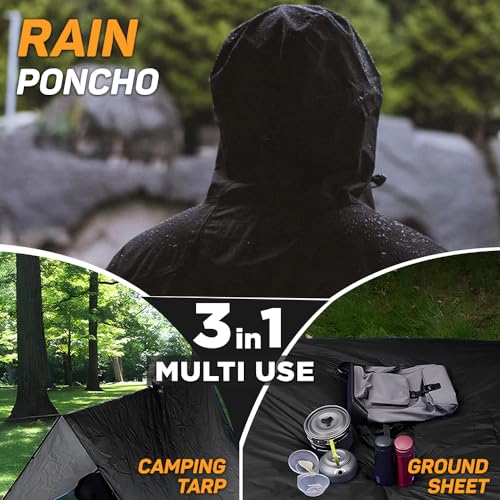 ROCKSPORT Unisex Outdoor Rain Poncho for Adult,Multi Use, Waterproof, Lightweight, Reusable & Packable, One Size Fits MostNeon Orange - Image 4