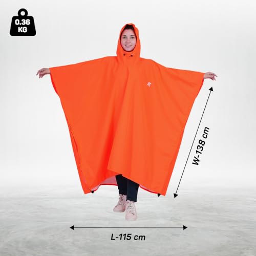 ROCKSPORT Unisex Outdoor Rain Poncho for Adult,Multi Use, Waterproof, Lightweight, Reusable & Packable, One Size Fits MostNeon Orange - Image 2