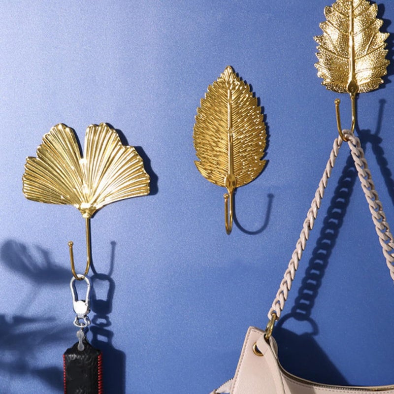 Nordic Wall Mounted Coat Hooks Set Of 2 Iron Ginkgo Leaf Design For Home Entrance Storage - Image 5