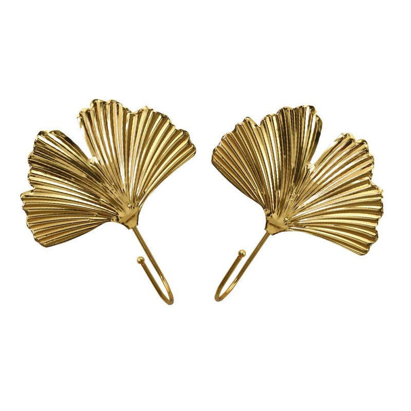 Nordic Wall Mounted Coat Hooks Set Of 2 Iron Ginkgo Leaf Design For Home Entrance Storage - Image 2