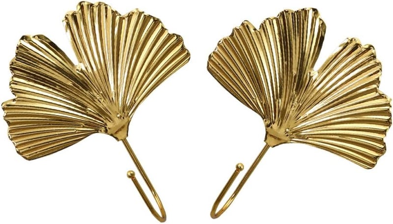 Nordic Wall Mounted Coat Hooks Set Of 2 Iron Ginkgo Leaf Design For Home Entrance Storage - Image 1