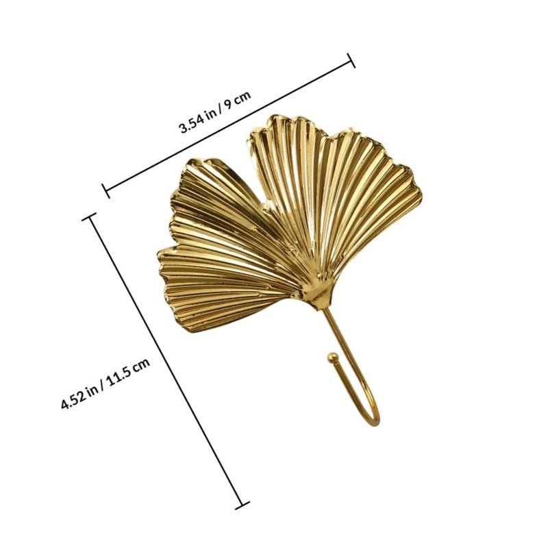 Nordic Wall Mounted Coat Hooks Set Of 2 Iron Ginkgo Leaf Design For Home Entrance Storage - Image 3