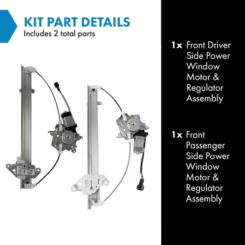 TRQ Front Power Window Regulator & Motor Assembly Set Compatible with 2007-2012 Nissan Versa - Image 2