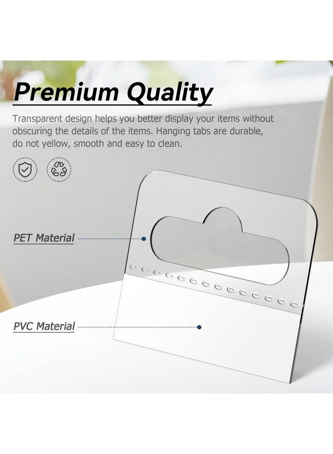 Tecreddy Hang Tabs 200 Pcs Clear Sticky Hanging Tabs Slot Hole Self Adhesive Plastic Hang Tags For Hanging Retail Display 4.5 * 3.5Cm - Image 2