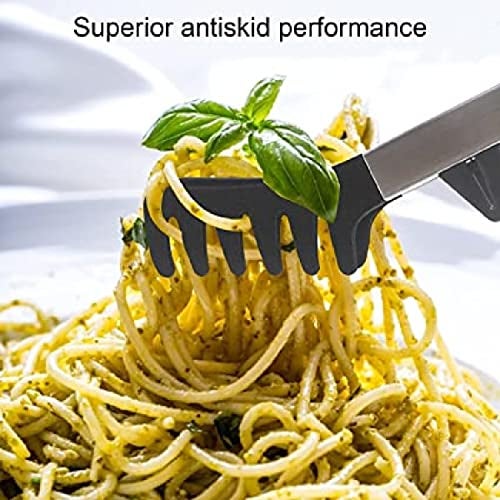 TOMATUS 3-Piece Kitchen Cooking Utensil Tong Set with Stainless Steel Handle – Heat Resistant Nylon Spatula, Slotted Turner & Pasta Server – Non-Stick Friendly Cooking Tools for Home Kitchen (Black) - Image 4