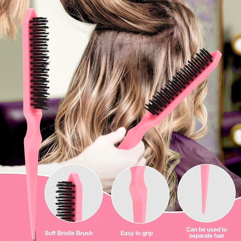 Black 3 Row Comb 4 Piece Set Professional Split End Hair Comb Anti Static Bamboo Plastic Handle For Unraveling Smoothing Thick Fine Hair Daily Styling Wig Care - Image 5