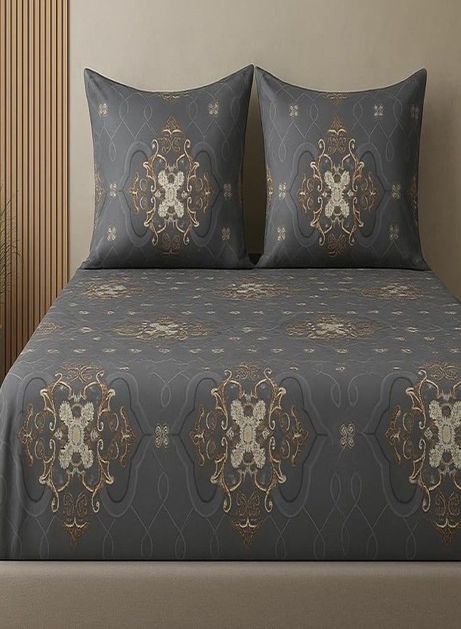 VIVEA RESERVE 400 TC Cotton Feel Glace Cotton Fully Elastic Fitted Bedsheet Queen Size Double Bed with 2 Pillow Covers (60" × 78" inches, Perth) - Image 5