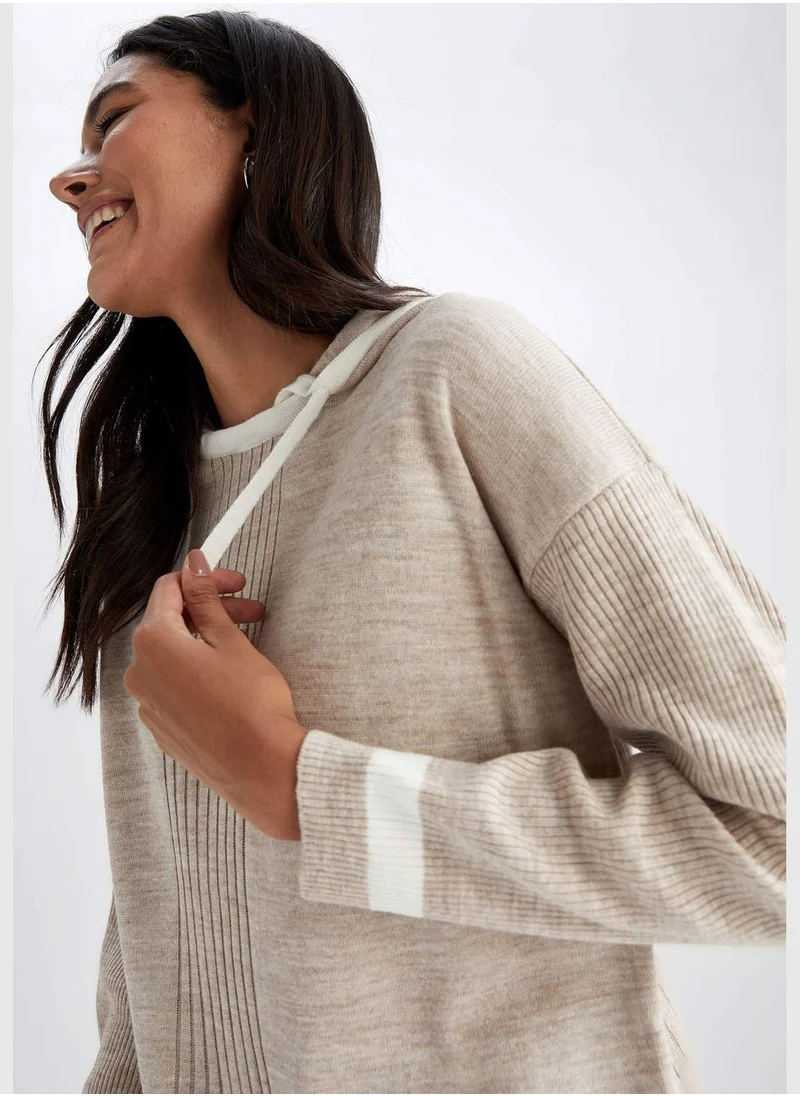 DeFacto Woman Hooded Long Sleeve Tricot Tunic