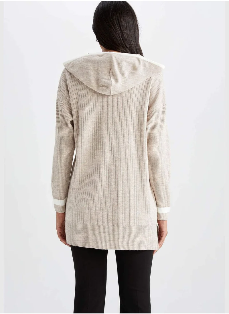 DeFacto Woman Hooded Long Sleeve Tricot Tunic