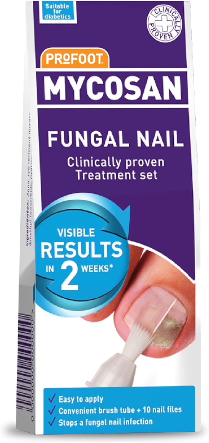 ProFoot علاج فطريات الأظافر من بروفوت مايكسون 5 مل سيروم فريد لعلاج عدوى أظافر القدم يتضمن فرشاة مصممة خصيصًا 10 ملفات أظافر للاستخدام الفردي جدول علاج فطريات الأظافر - Image 1