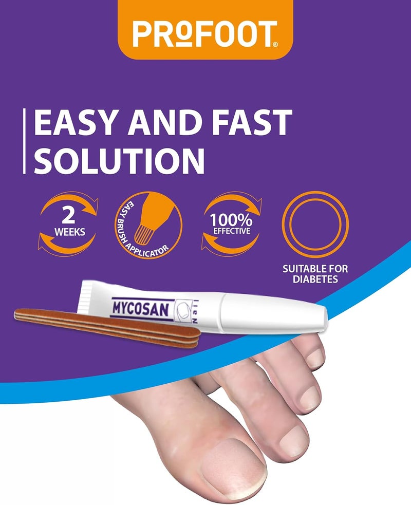 ProFoot علاج فطريات الأظافر من بروفوت مايكسون 5 مل سيروم فريد لعلاج عدوى أظافر القدم يتضمن فرشاة مصممة خصيصًا 10 ملفات أظافر للاستخدام الفردي جدول علاج فطريات الأظافر - Image 4