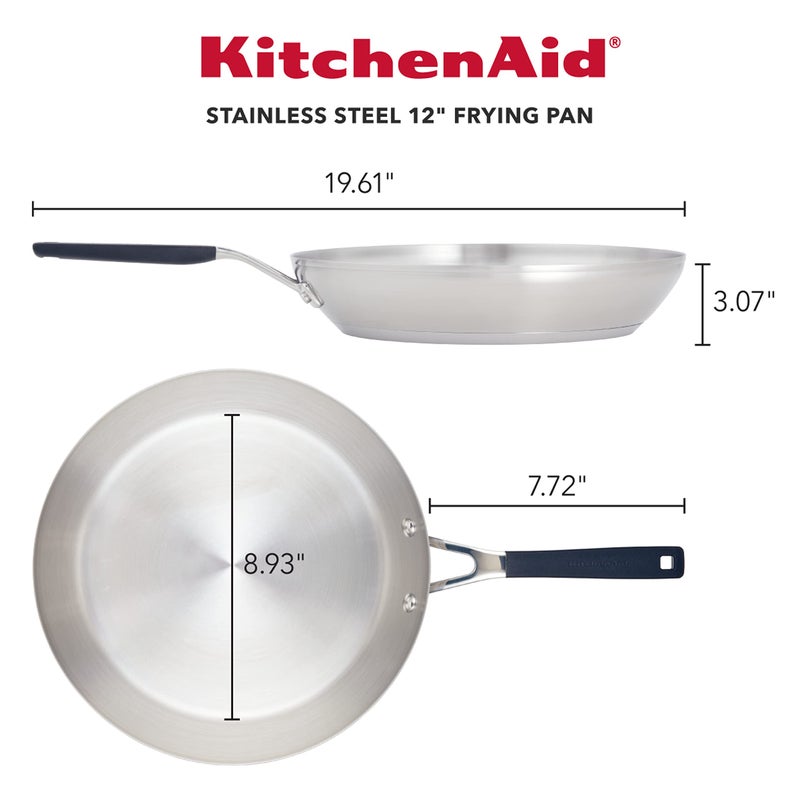 KitchenAid 71025 Stainless Steel Frying Pan/Skillet, 12 Inch - Brushed Stainless Steel - Image 2
