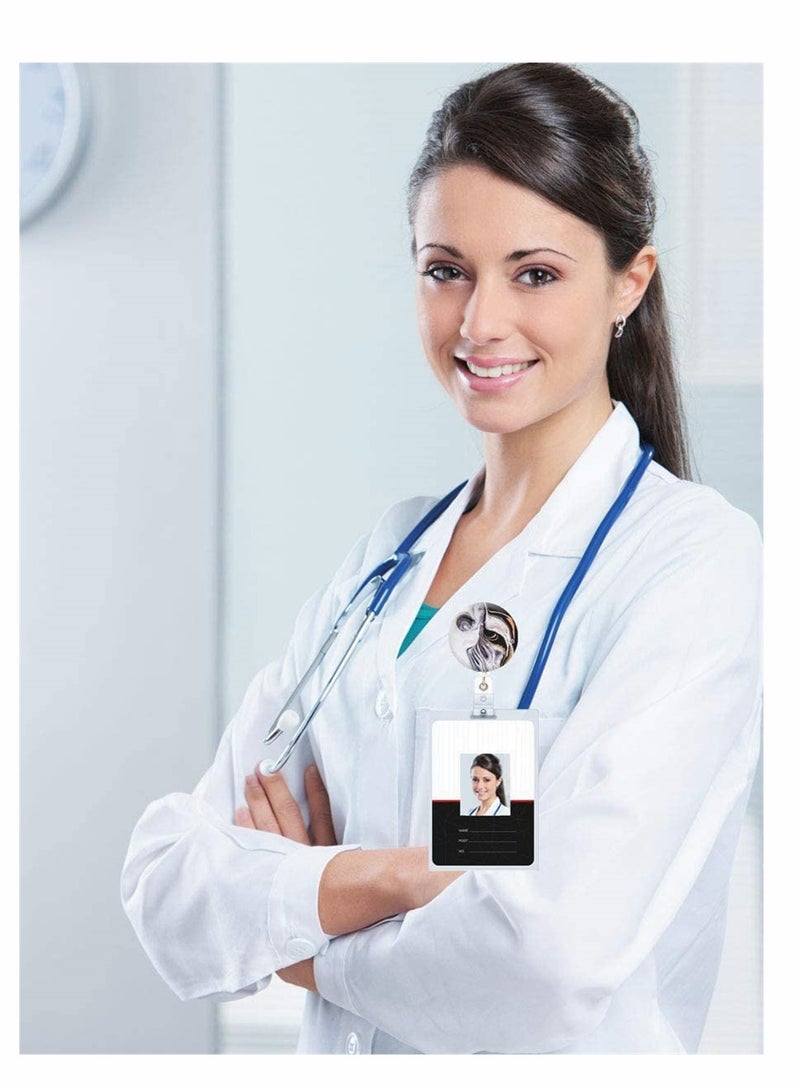 KASTWAVE Marble Badge Clip, Badge Holder Retractable Id Card Badge Holder With Alligator Clip, Name Nurse Decorative Badge Reel Clip On Card Holders 4 Pack Art Marble - Image 4