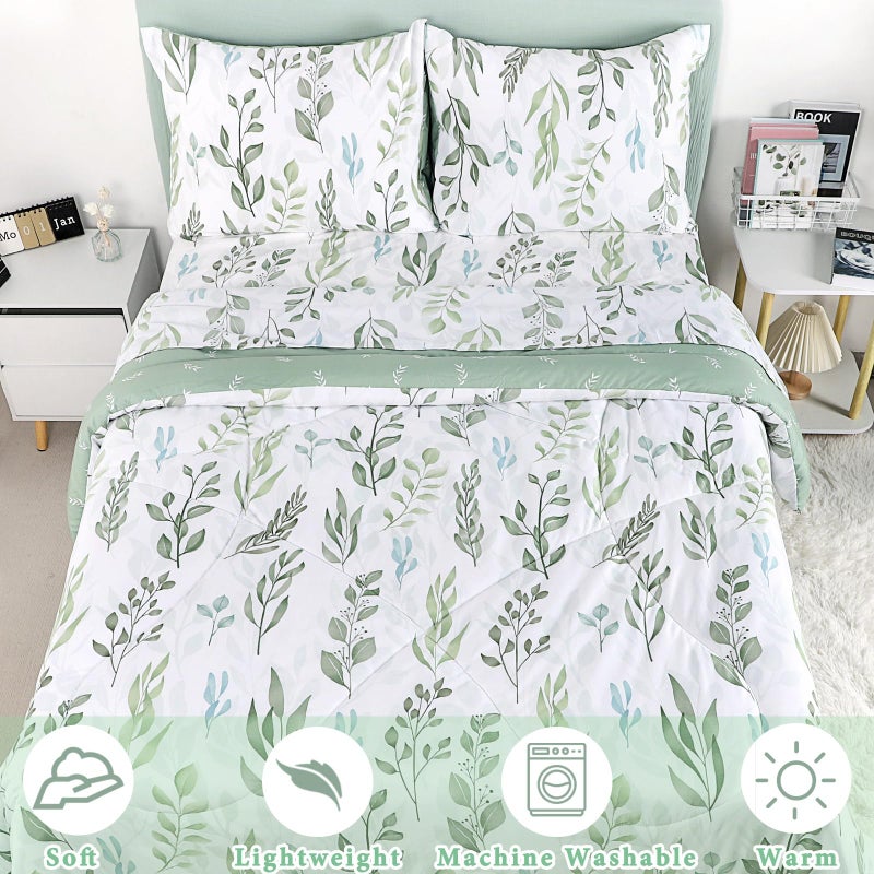 ديليمي مجموعة المعززة القابلة للانعكاس مجموعة من الفتيات 5 قطع فائقة الأوراق الخضراء ناعمة الحجم الكامل سرير مجموعات المعزي مع ورقة مسطحة للورقة 2 - Image 3