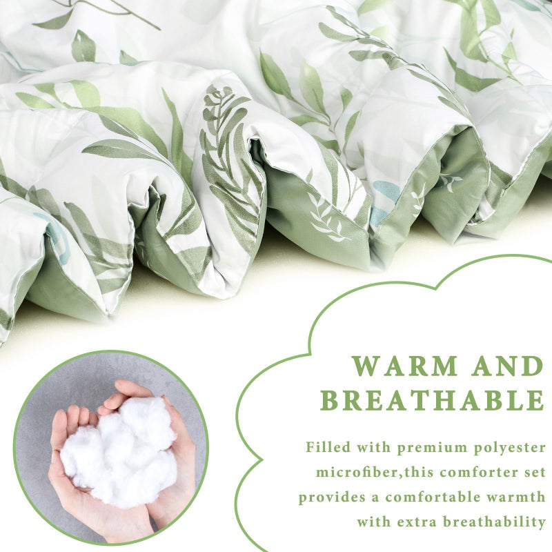 ديليمي مجموعة المعززة القابلة للانعكاس مجموعة من الفتيات 5 قطع فائقة الأوراق الخضراء ناعمة الحجم الكامل سرير مجموعات المعزي مع ورقة مسطحة للورقة 2 - Image 2