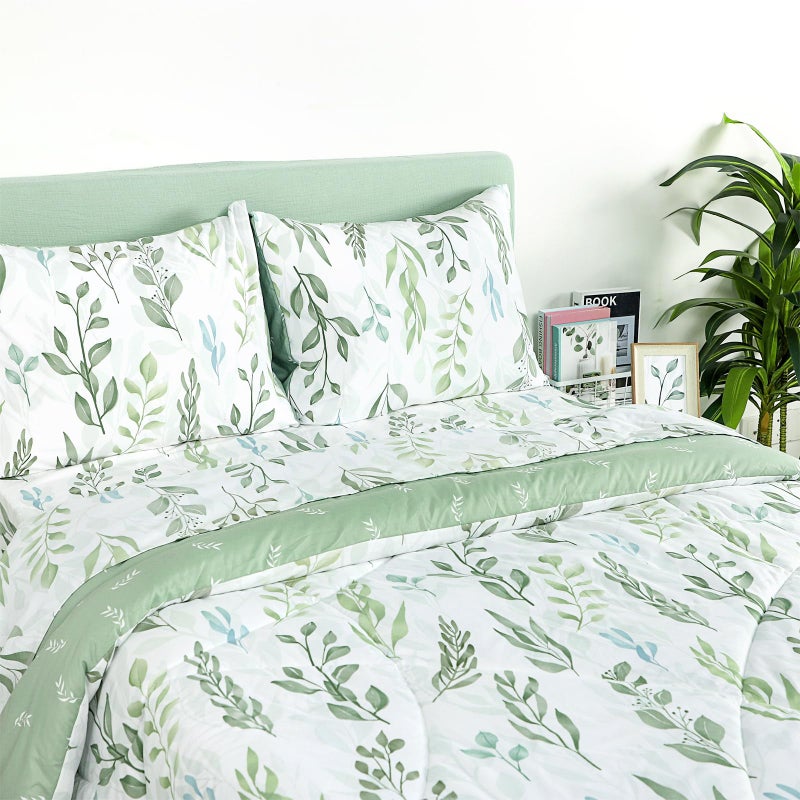 ديليمي مجموعة المعززة القابلة للانعكاس مجموعة من الفتيات 5 قطع فائقة الأوراق الخضراء ناعمة الحجم الكامل سرير مجموعات المعزي مع ورقة مسطحة للورقة 2 - Image 5