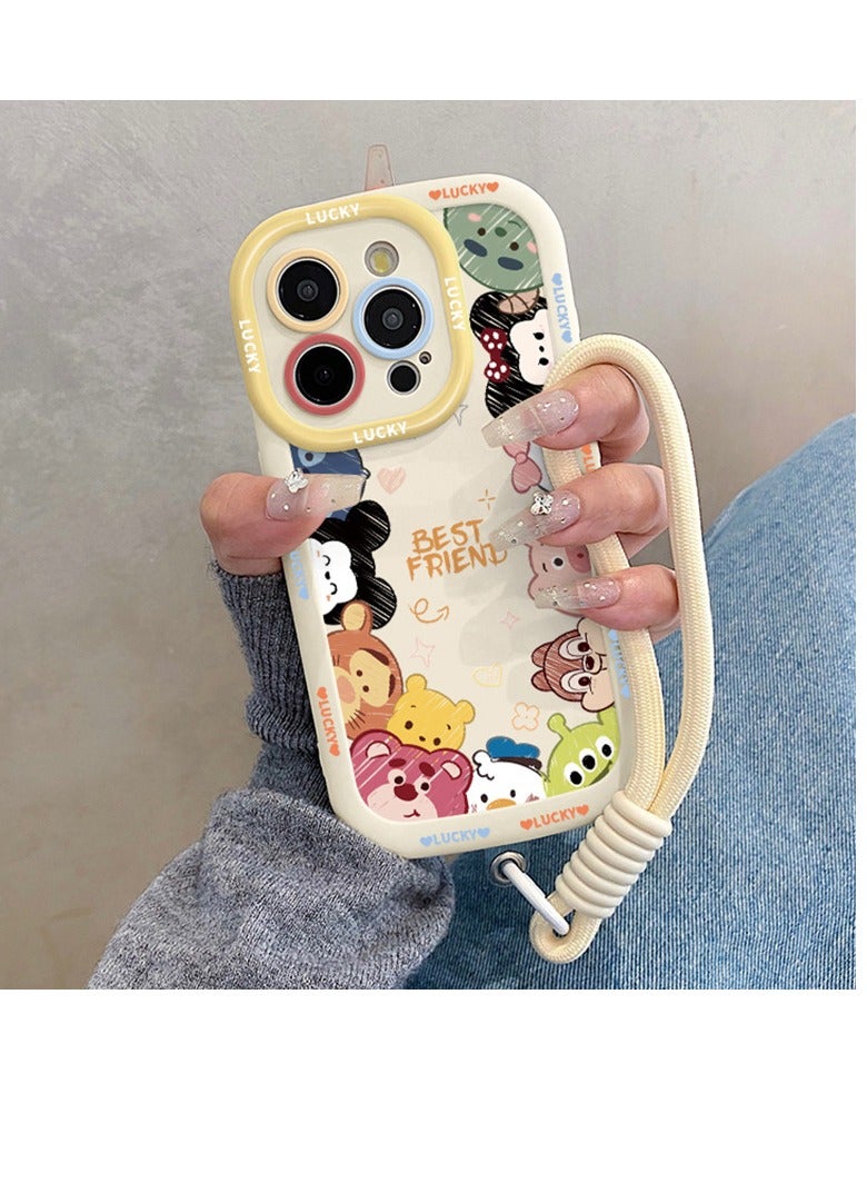 NIBEMINENT Protective TPU Case Cover For iPhone 16, Cartoon Avatar With Lanyard