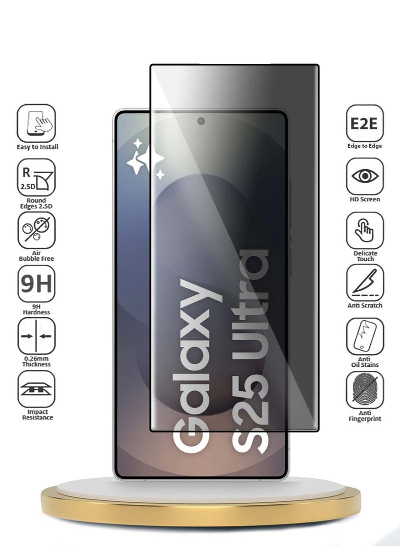 Wtech Samsung Galaxy S25 Ultra 2025 Premium Edge-Pro Series Privacy Full Glue Full Cover Tempered Glass Screen Protector - Clear/Black - Image 2