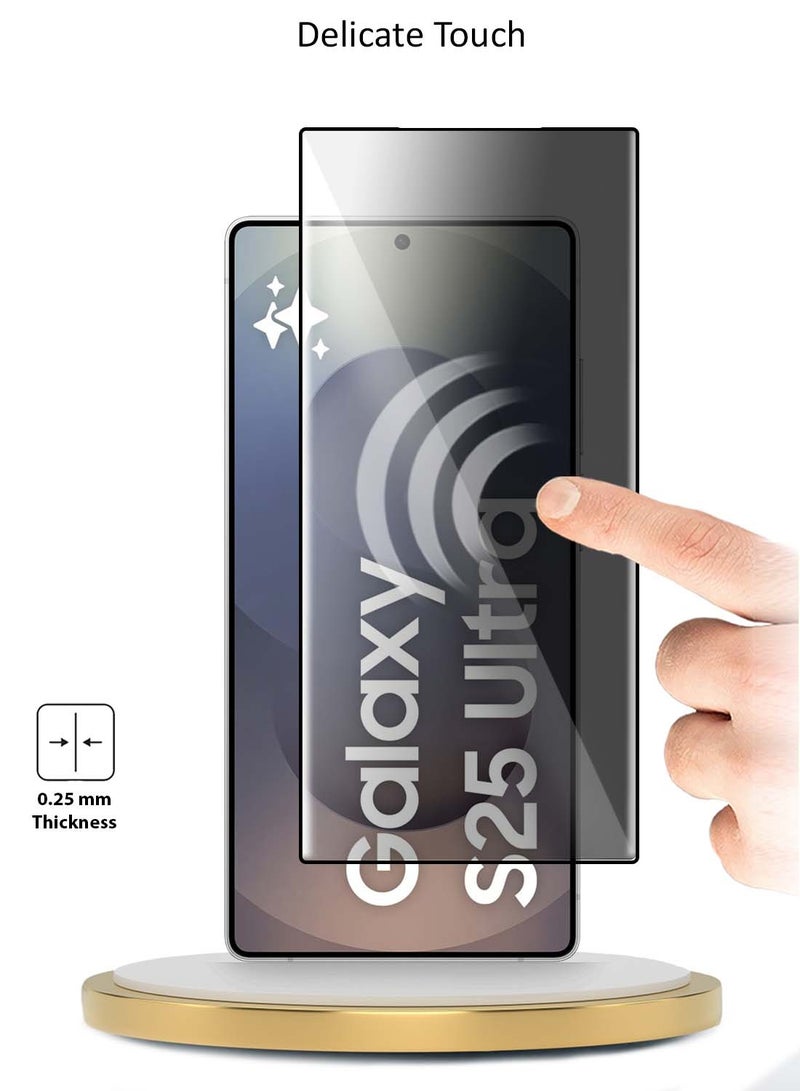 Wtech Samsung Galaxy S25 Ultra 2025 Premium Edge-Pro Series Privacy Full Glue Full Cover Tempered Glass Screen Protector - Clear/Black - Image 3