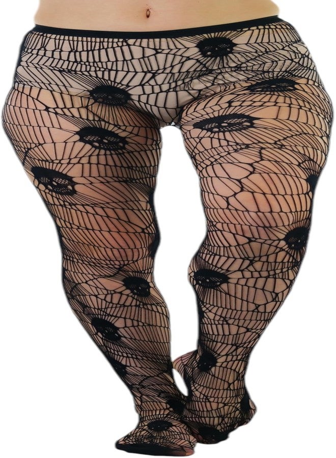 جوارب نسائية من ToBeInStyle بنمط جمجمة شبكية متعددة الخيوط - أسود - مقاس واحد - Image 3