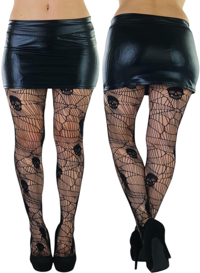 جوارب نسائية من ToBeInStyle بنمط جمجمة شبكية متعددة الخيوط - أسود - مقاس واحد - Image 2