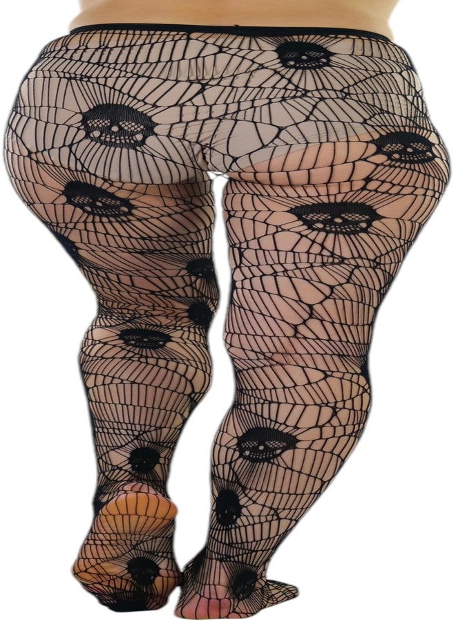 جوارب نسائية من ToBeInStyle بنمط جمجمة شبكية متعددة الخيوط - أسود - مقاس واحد - Image 4