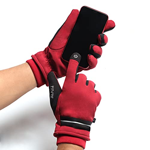 HIVER Mens Waterproof Gloves Winter Gloves Touch Screen Glove Anti-Slip Waterproof Texting Gloves for Cold Weather Trekking (X-Large, Maroon) - Image 4