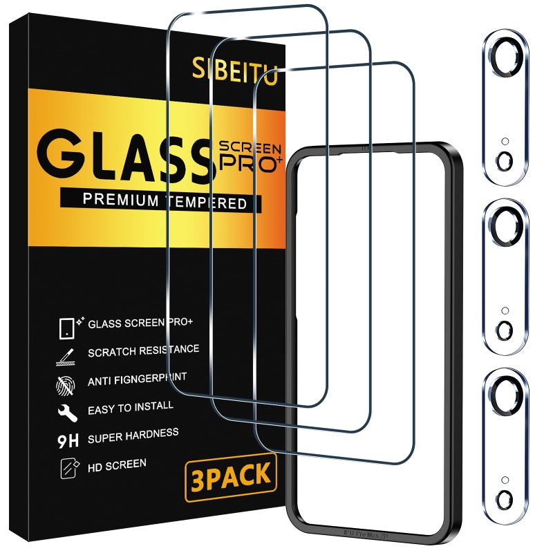 SIBEITU 3 Pack Screen Protector for iPhone 17 Air with 3 Pack Camera Lens Tempered Glass Protector, 6.6 Inch HD Clear Glass Film 9H Hardness Full Coverage, Scratch Resistent, Case Friendly - Image 1
