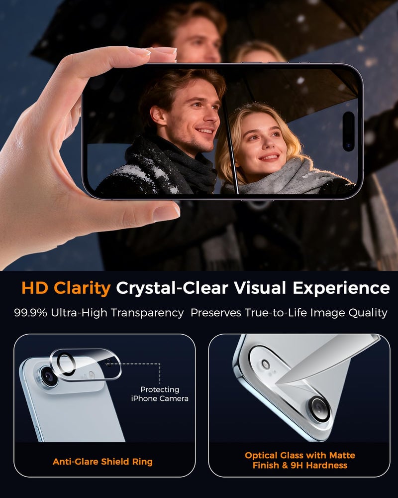 SIBEITU 3 Pack Screen Protector for iPhone 17 Air with 3 Pack Camera Lens Tempered Glass Protector, 6.6 Inch HD Clear Glass Film 9H Hardness Full Coverage, Scratch Resistent, Case Friendly - Image 4