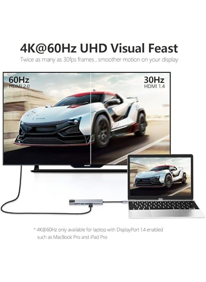 ماركة غير محددة قاعدة USB-C متعددة 8 في 1 – منفذ HDMI 4K، شبكة LAN، شحن سريع، قارئ كروت – متوافقة مع ماك بوك وديل وسويتش  - Image 4