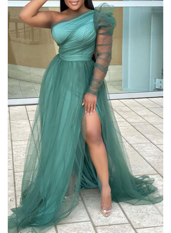 Spring And Summer New European And American Loose Large Swing Mesh Dress Commuter European And American Large Size Women's Dress - Image 2