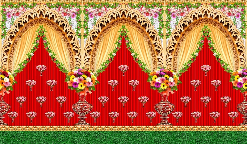 Backdropon Decorative Flower Background Backdrop Curtain for Decoration Backdrop Cloth for Traditional/Background Curtain Cloth for Pooja/Festival Size 5 Feet Height and 8 Feet Width (5 * 8) - Image 1