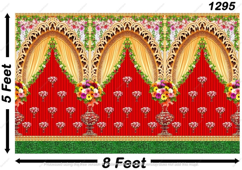 Backdropon Decorative Flower Background Backdrop Curtain for Decoration Backdrop Cloth for Traditional/Background Curtain Cloth for Pooja/Festival Size 5 Feet Height and 8 Feet Width (5 * 8) - Image 3