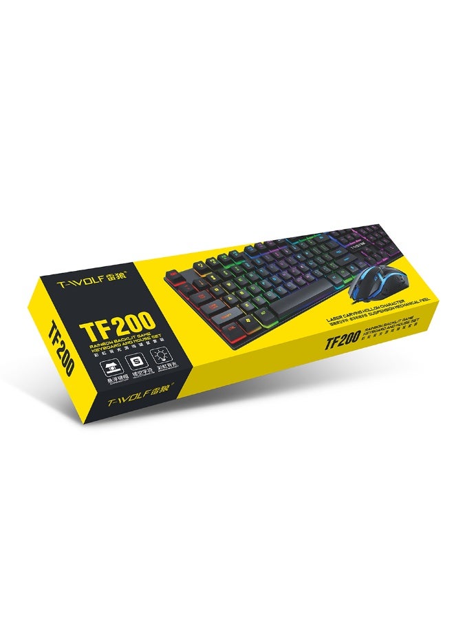 TWOLF200 Gaming Wired Keyboard and Mouse Combo Computer 104key rainbow Backlight Keyboard Mouse Set for PC Desktop - Image 5