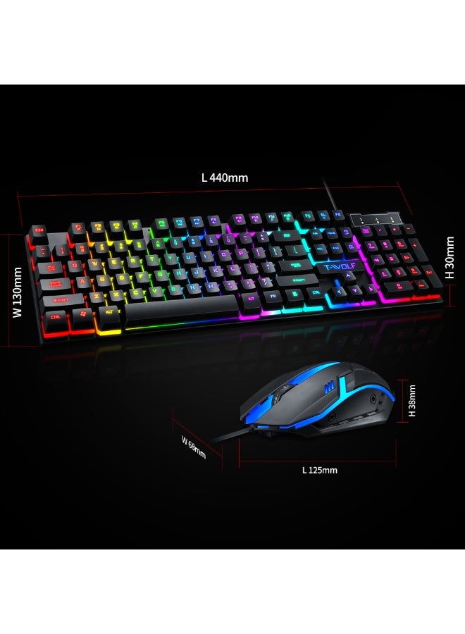 TWOLF200 Gaming Wired Keyboard and Mouse Combo Computer 104key rainbow Backlight Keyboard Mouse Set for PC Desktop - Image 2