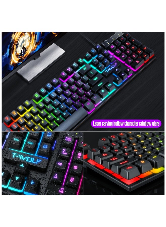 TWOLF200 Gaming Wired Keyboard and Mouse Combo Computer 104key rainbow Backlight Keyboard Mouse Set for PC Desktop - Image 3