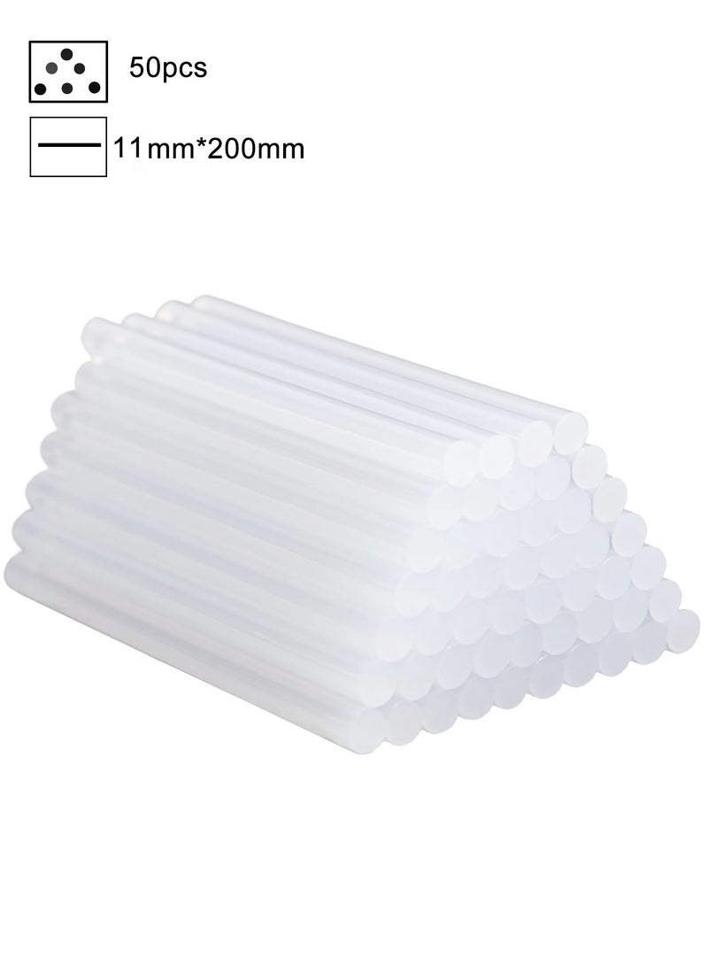 JOYBOS ٥٠ قطعة من أعواد الغراء الساخن الشفافة، بأبعاد ١١ مم × ٢٠٠ مم (٠.٤٣ بوصة × ٧.٨٧ بوصة) - لاصق عالي القوة، غير سام، ذو تماسك منخفض، مناسب للأعمال اليدوية، والمشاريع المنزلية، والخشب، والأقمشة - صديق للبيئة، ذو سطح أملس، متعدد الاستخدامات. - Image 1