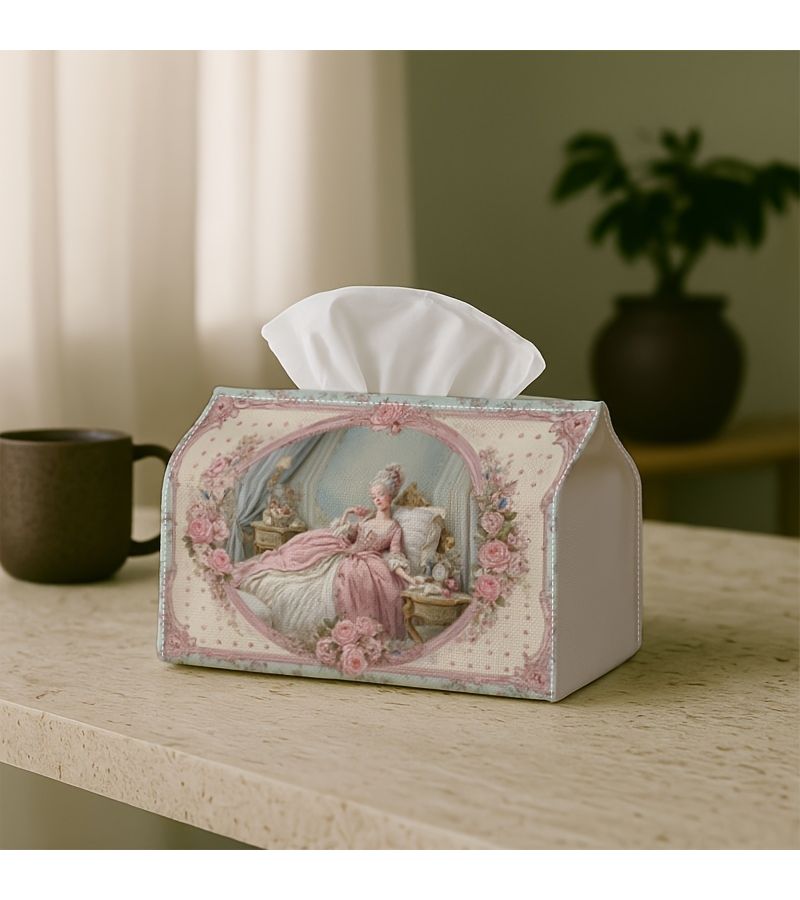 1pc Vintage Woman Pink Bed Tissue Box Decorative Storage Home Car - Image 2