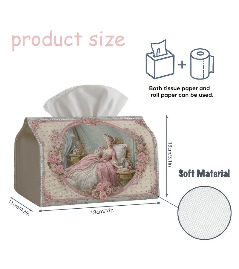 1pc Vintage Woman Pink Bed Tissue Box Decorative Storage Home Car - Image 4