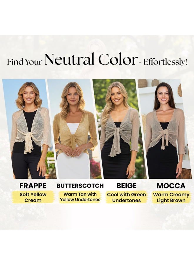 Back From Bali Womens Sheer Shrug Cardigan Lightweight Knit, Mocca, One size - Image 5