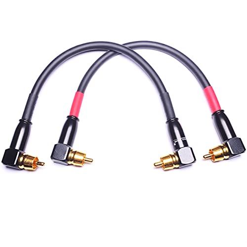 CNCESS CESS-137-1f Right Angle RCA Preamp Jumpers Male to Male Patch Cable, 2 Pack (1 Foot) - Image 1