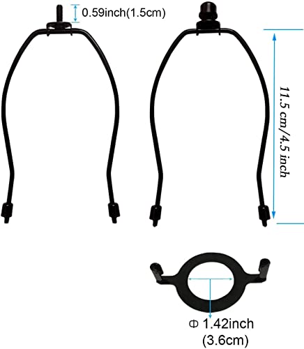 RddenIy 5" Lamp Shade Harp Holder and E26 Light Base UNO Fitter Adapter Converter Finial Set,for Table and Floor Lamps - Image 2