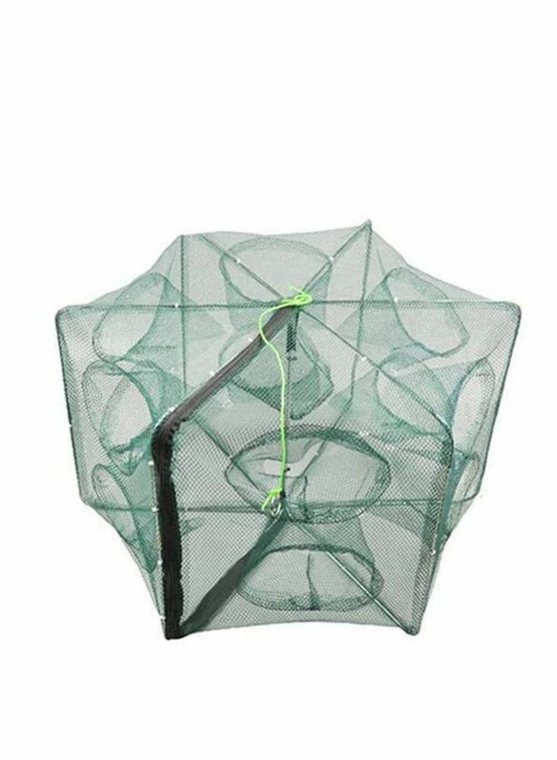 Excefore Holes Automatic Fishing Net Shrimp Cage Nylon Foldable Crab Fish Trap Cast Fishing Net Automatic Retractable Fishing Shrimp Net Large Zipper Crab Fish Trap(12 Holes) - Image 1