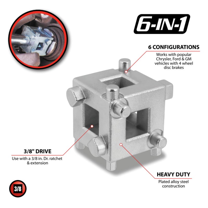 Performance Tool W80621 3/8-Inch Drive Disc Brake Piston Tool - Image 2