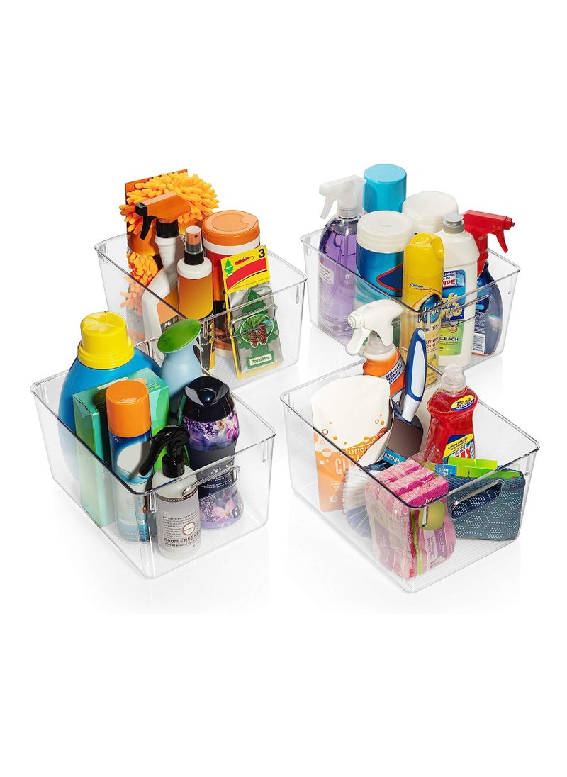 Eworld Set of 8 Clear Stackable Plastic Storage Bins with Easy-Grip Handles, Versatile Organization for Refrigerators, Pantries, Craft Rooms, Wardrobes, Offices, and Dormitories.  - Image 5
