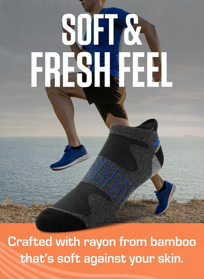 سوف سول جوارب رياضية ناعمة من الخيزران مبطنة عالية الأداء، بدون ظهور، مع عروة للكعب، عبوة متعددة (6 أزواج)، أسود، مقاس رجالي 10-13 - Image 2