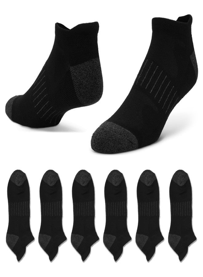 سوف سول جوارب رياضية ناعمة من الخيزران مبطنة عالية الأداء، بدون ظهور، مع عروة للكعب، عبوة متعددة (6 أزواج)، أسود، مقاس رجالي 10-13 - Image 1
