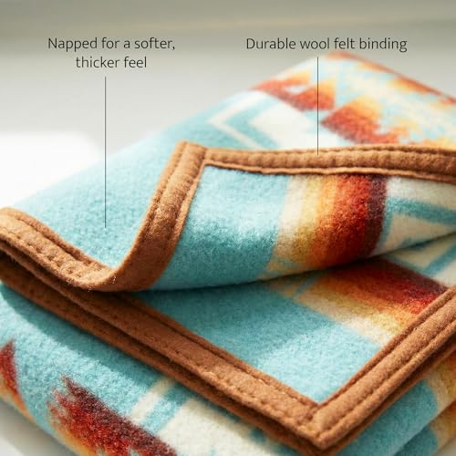 Pendleton Chief Joseph Crib Blanket 32" x 44" - Wool Cotton, Lightweight, Reversible, Soft and Durable Baby Blanket for Home and Travel - Aqua - Image 4