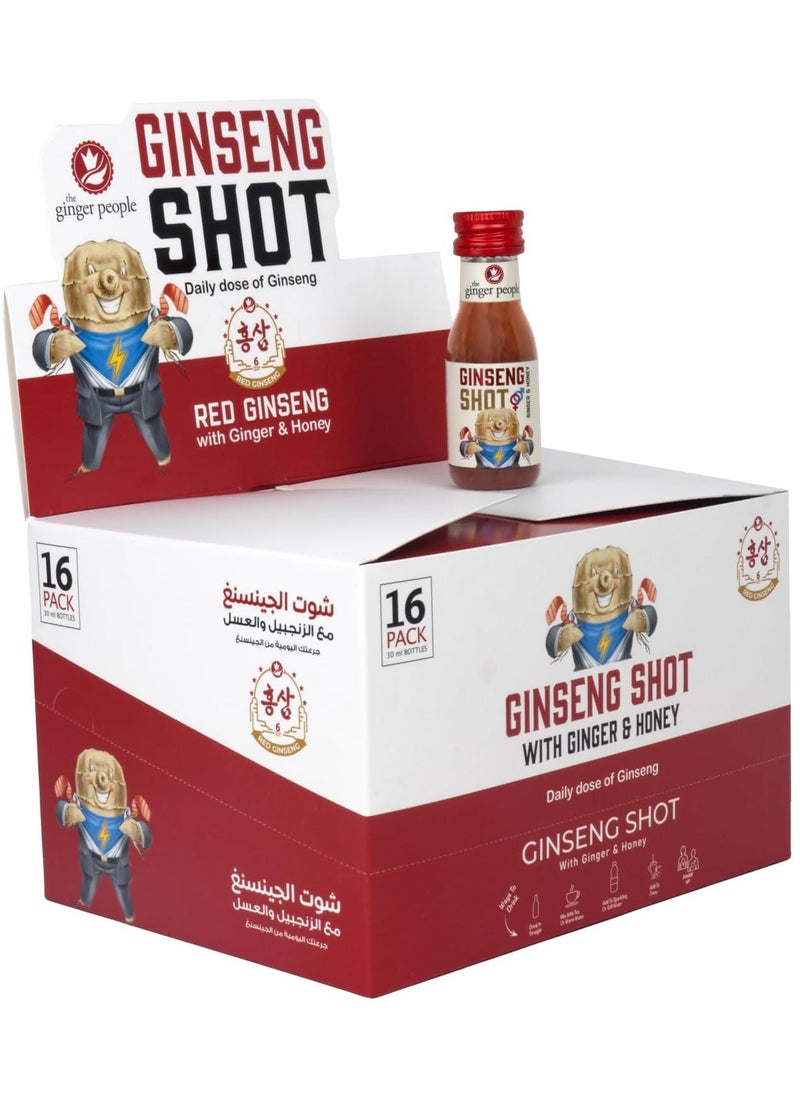 The Ginger People - Ginseng Shot | Premium Ginseng Beverage | Natural Ginseng With Ginger and Honey Juice 30ml, Pack of 16 - Image 1