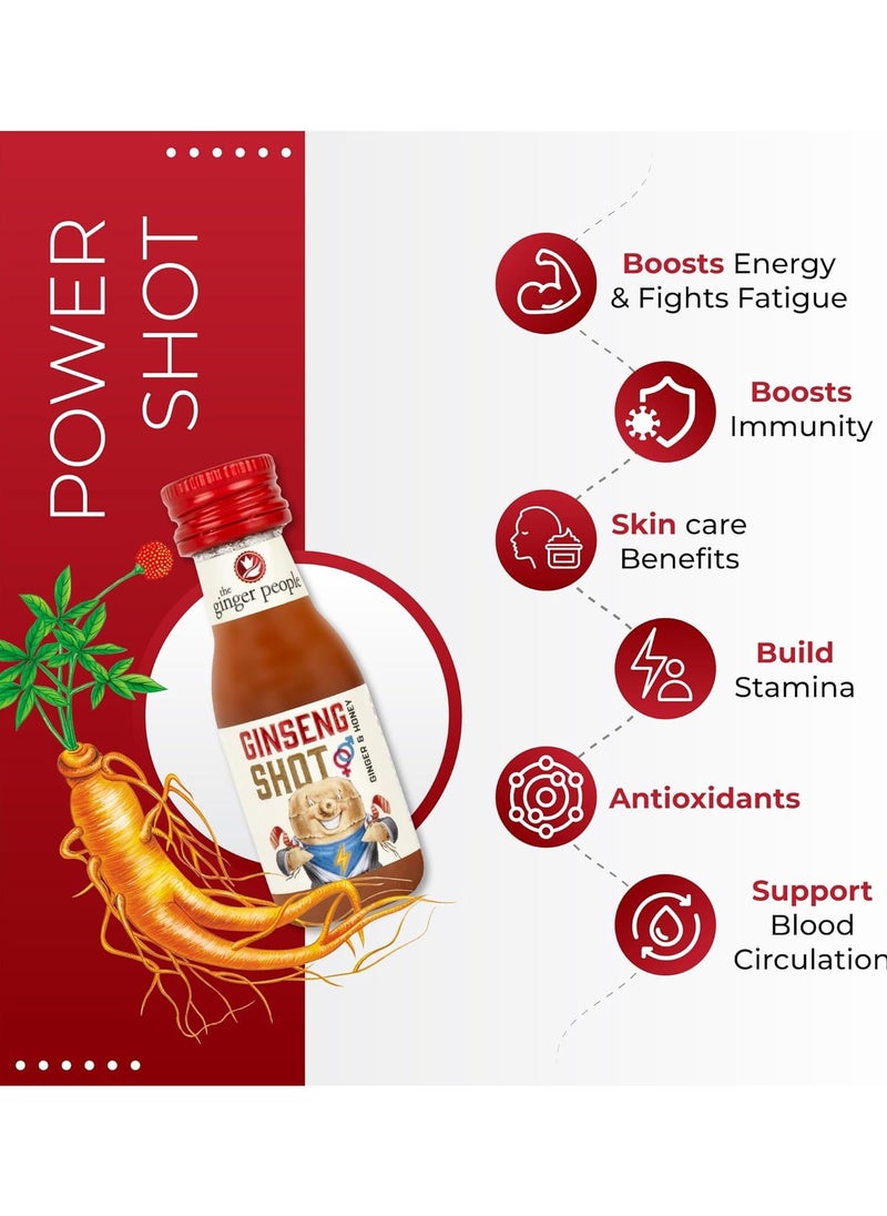 The Ginger People - Ginseng Shot | Premium Ginseng Beverage | Natural Ginseng With Ginger and Honey Juice 30ml, Pack of 16 - Image 1